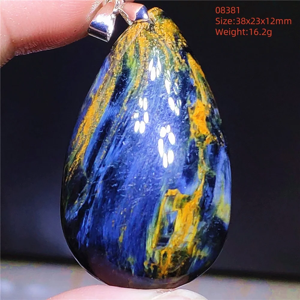 

Namibia Natural Blue Pietersite Chatoyant Pendant Jewelry Women Men Blue Yellow Pietersite Cat Eye Water Drop AAAAAA