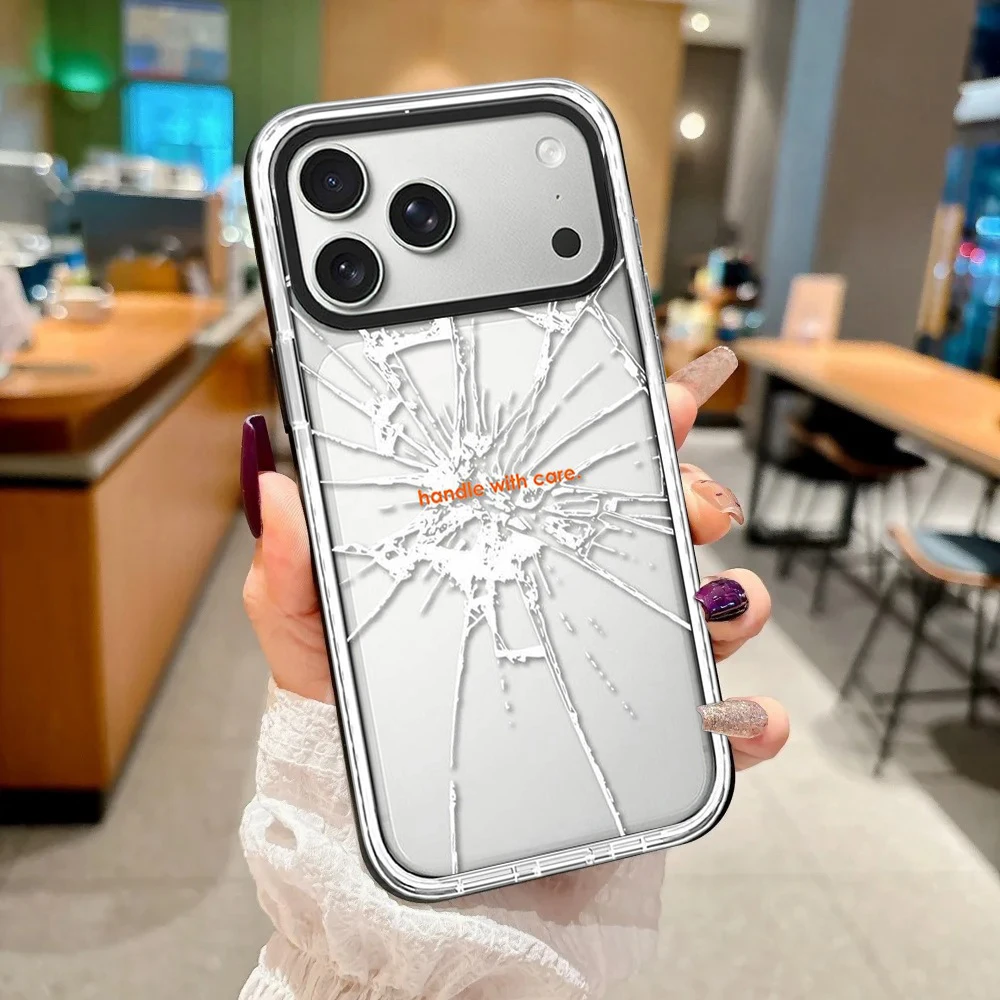 

Broken Glass Pattern White Border Magnetic Phone Case Cover for IPhone 13 14 15 16 17 Pro Max Case for IPhone Air