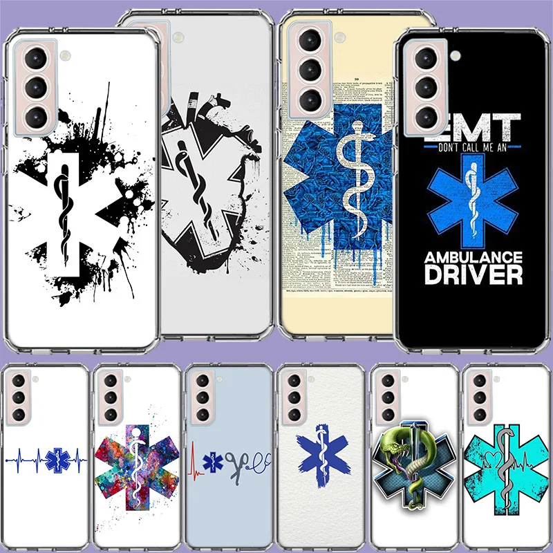 EMT EMS Medical Rescue Clear Phone Cases for Samsung S26 Ultra Galaxy S25 Edge S24 S23 FE S21 Plus S20 S22 S10 Cover Patterned C