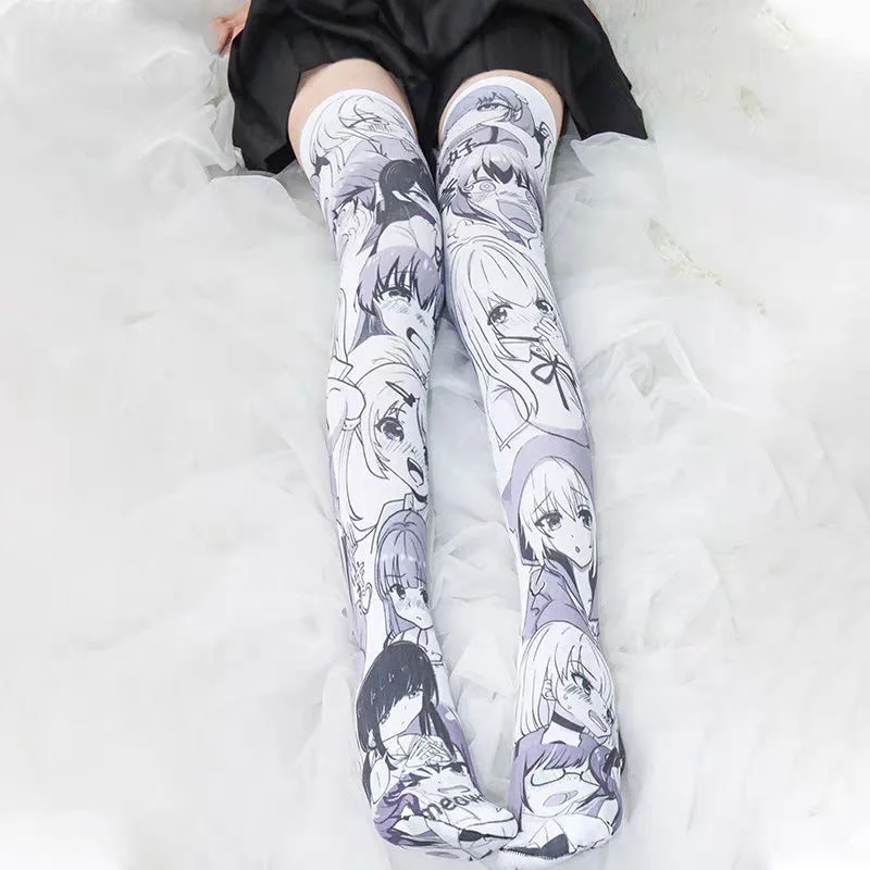 Calze bidimensionali del fumetto giapponese Anime Girl Sexy Cute Cosplay Over-The-Knee calze di personalità del tubo lungo velluto