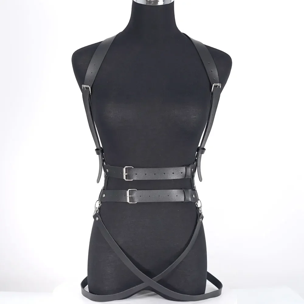 مثير جلد الجسم تسخير حزام لربط الحيوانات مشد ملابس داخلية نسائية من الجلد الحمالة للنساء القوطي الوثن الملابس تسخير النساء الملحقات