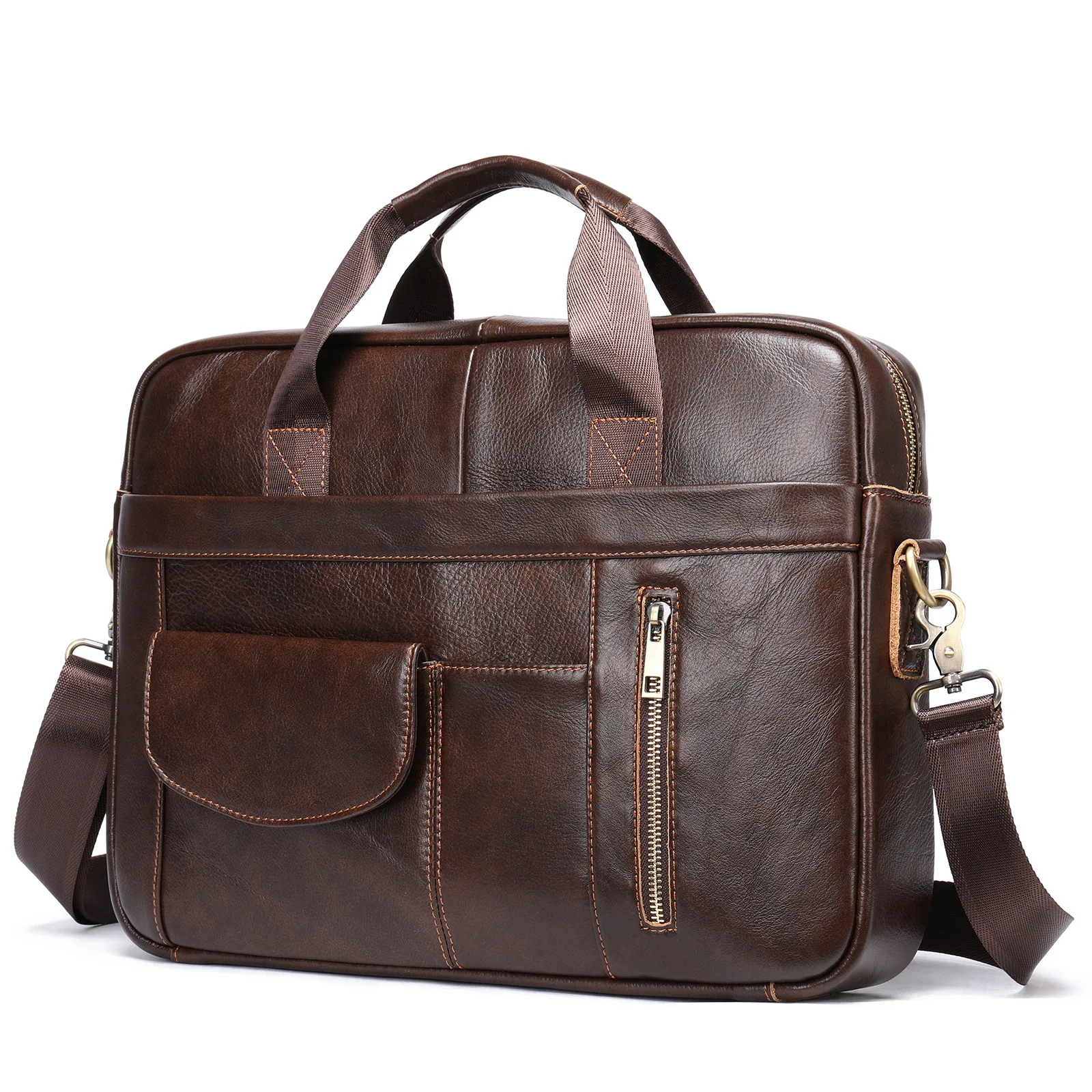 Bolso para hombre, maletín de cuero genuino para portátil 14, bolso de mensajero para hombre, portafolio de negocios para documentos A4,