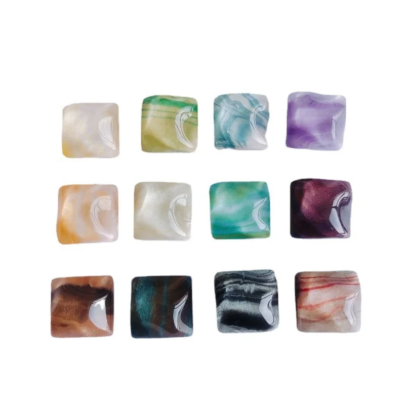 

Wholesale 110pcs/lot 16mm color oil painting pattern geometry square shape resin cabochon beads diy jewelry garment accessory