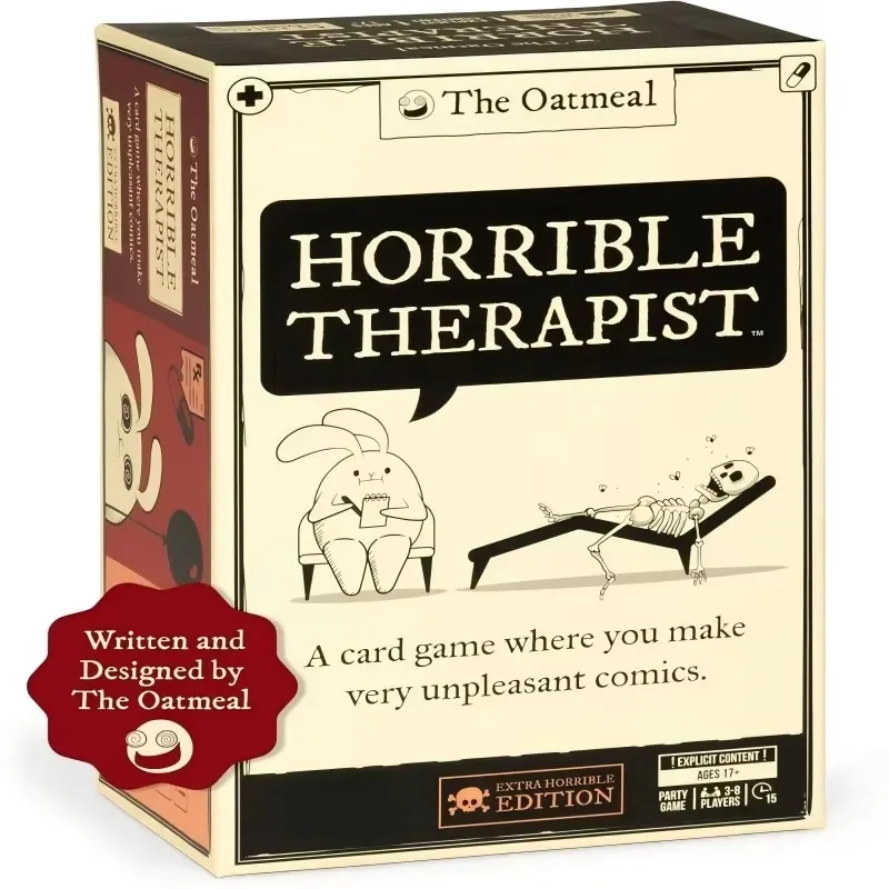 Exploding Kittens Horrible Therapist Card Game for Making Very Unpleasant Comics Horror Edition Kitten Comic Card Set