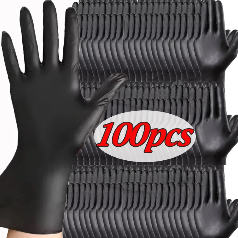 Wholesale Disposable Black Nitrile Gloves Waterproof Thickened Latex Glove Kitchen Restaurant Cooking Gloves Home Cleaning Tools