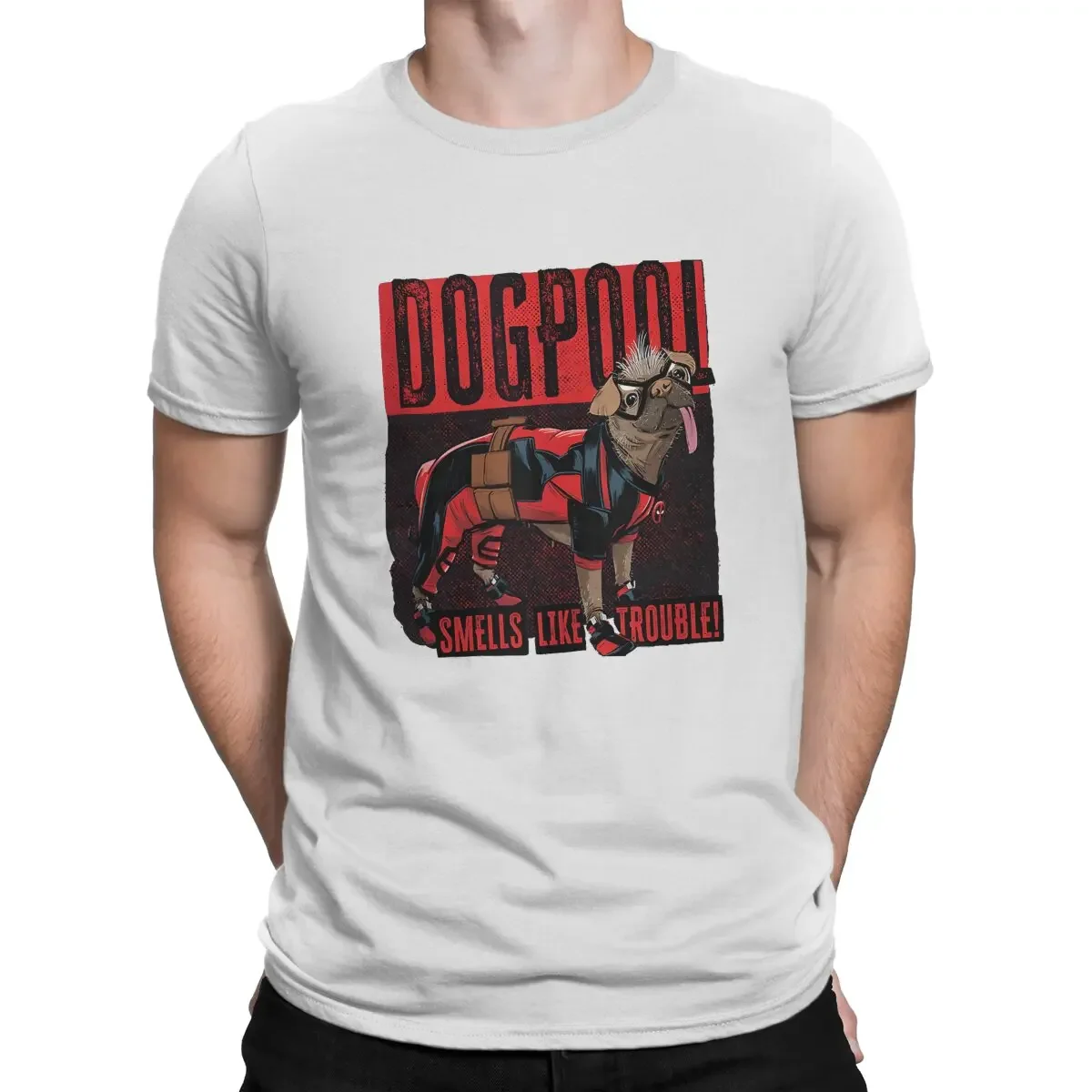 Vintage Dogpool  Trouble Logo T-Shirt O Neck T Shirt Disney Marvel Deadpool And Wolverine Short Sleeve Tee Shirt