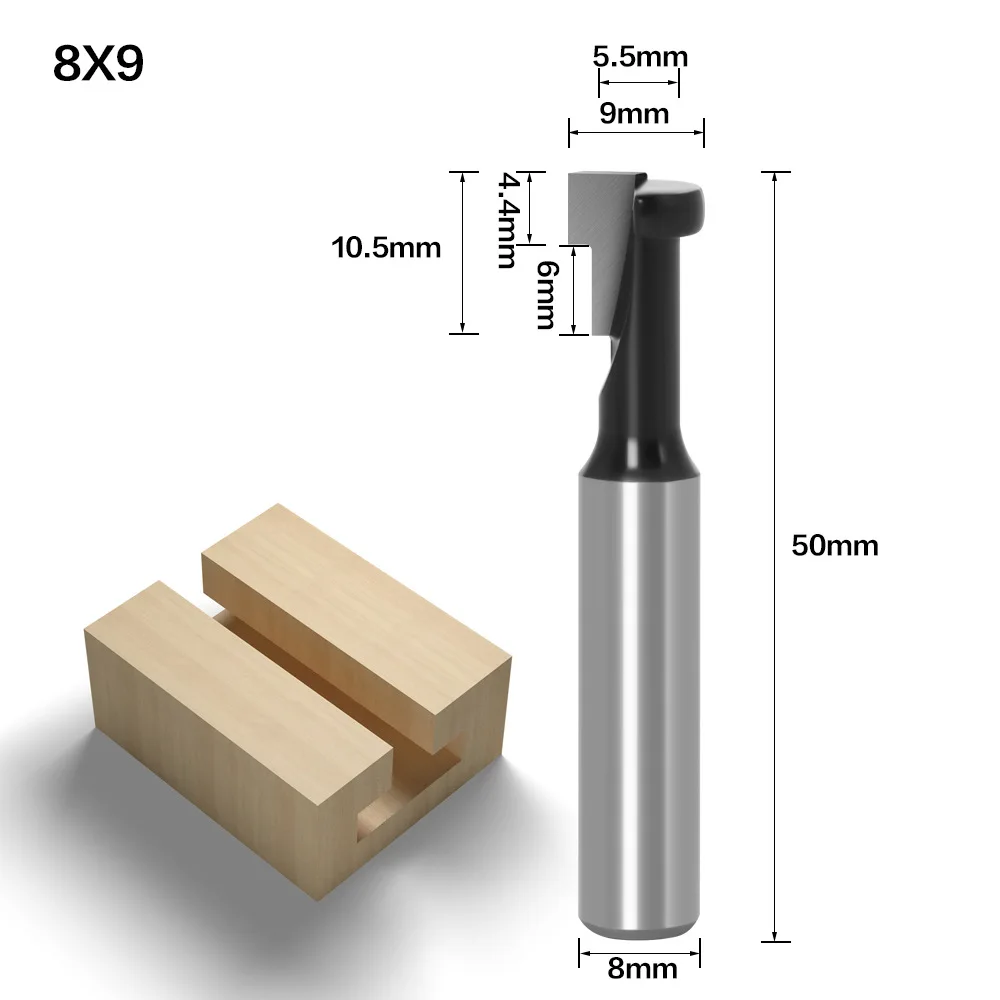 ALLSOME 8mm Shank T-Slot Keyhole Cutter Wood Router Bit Carbide Cutter For Wood Hex Bolt T-Track Slotting Milling Cutters