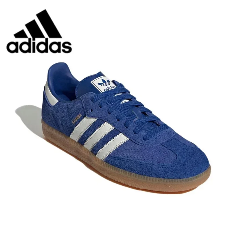 Adidas Originals SAMBA OG Og Leather Comfortable Anti Slip Wear Resistant Low Cut Board Shoes for Men and Women in Blue White