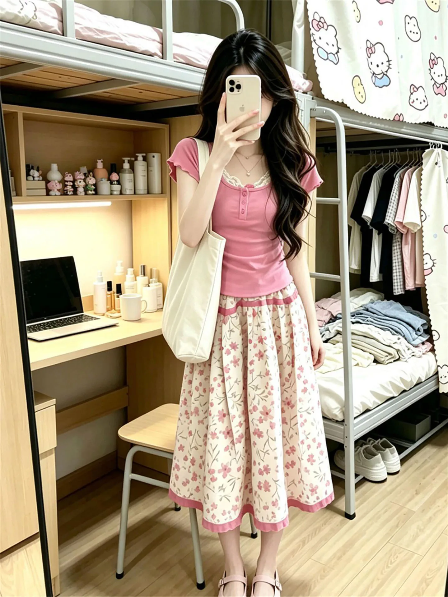 

Summer Floral Print High Waist Skirt And Slim Fit Short Sleeve Top Two Piece Set Women's Fashion Casual Wear