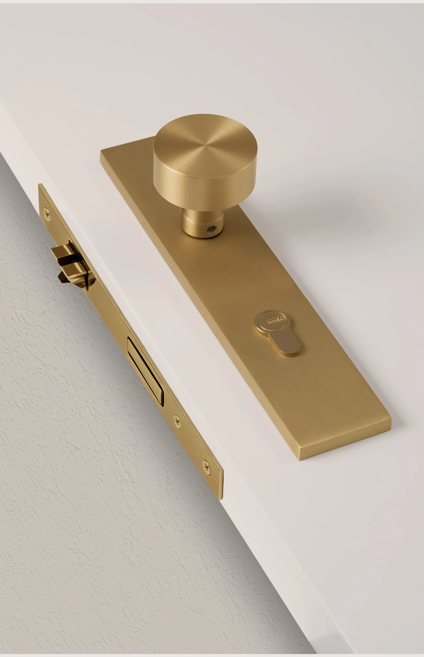 DOOROOM Messing-Türschloss-Set, Panelschlösser, integrierte Schlösser, Innentürschloss, dekoratives Schloss, Durchgangsschloss, Türgriff – Detail 7