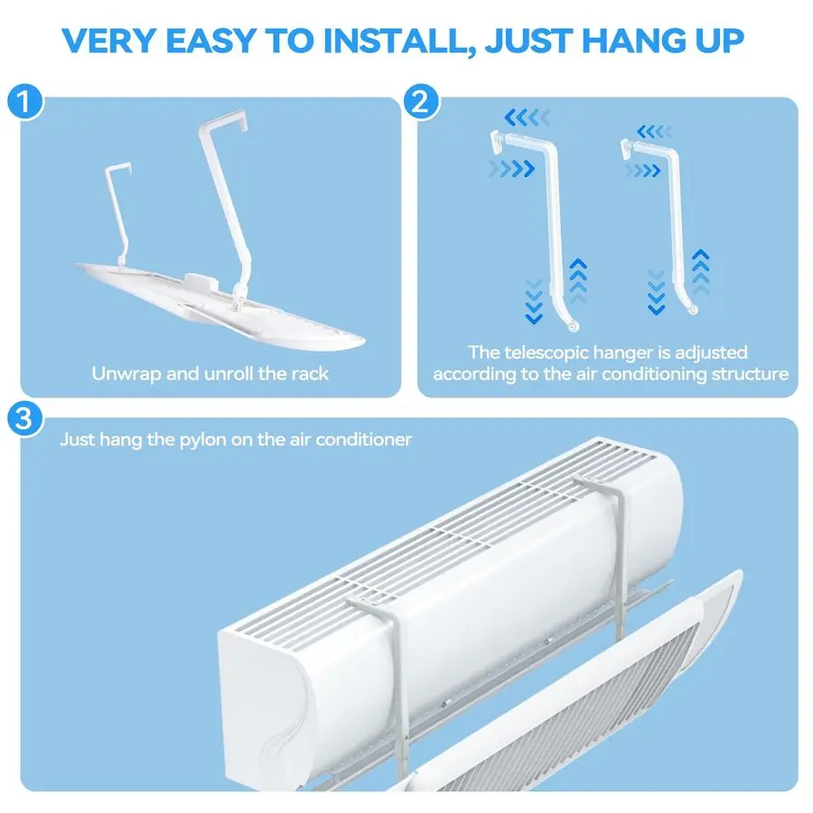 

Дефлектор для кондиционера, регулируемые выдвижные жалюзи, подходят для мини-сплит-систем кондиционирования и отопления, улучшают охлаждение и обогрев.