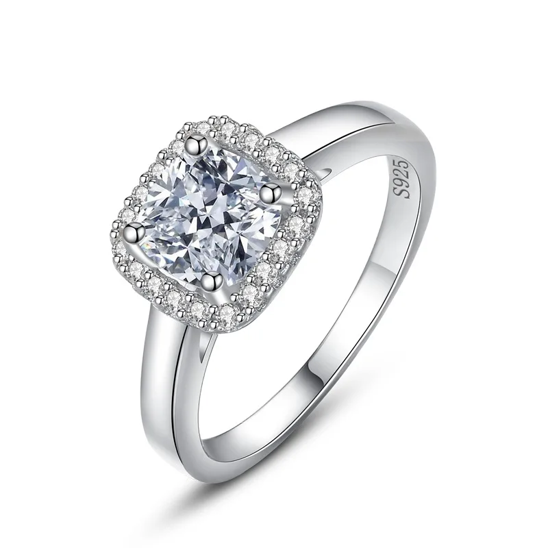 

Fashionable Jewelry Women Sterling Promise Diamond Engagement Rings Anillo Plata Ley 925 Silver Trendy Zircon