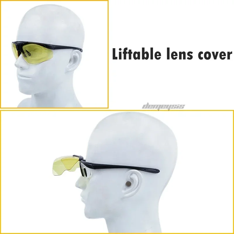 Tactical Glasses Flip-up Lens Frame Hunting Shooting Protective Glasses Hiking Cycling Sports Sunglasses