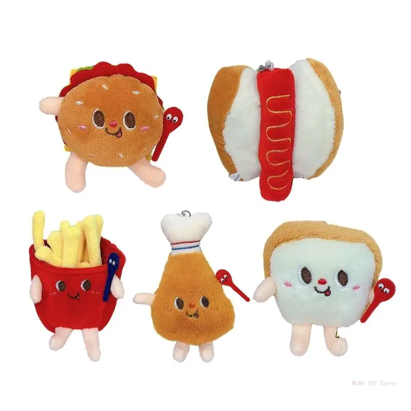 

Plush Burger Pendant Toy Hotdog Keyring Backpack Hanging Decors Children Gift