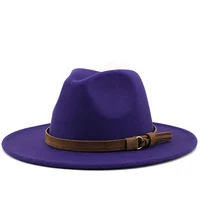 New Women Men Wool Fedora Hat With Leather Ribbon Gentleman Elegant Lady Winter Autumn Wide Brim Jazz Church Panama Sombrero Cap - Image 5