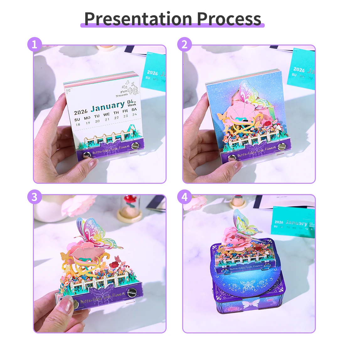 Children'S Birthday Surprises 3D Notes Pads Calendar2026 With Music Box 3D Memo Pad Miniatures Table Decoration And Accessories