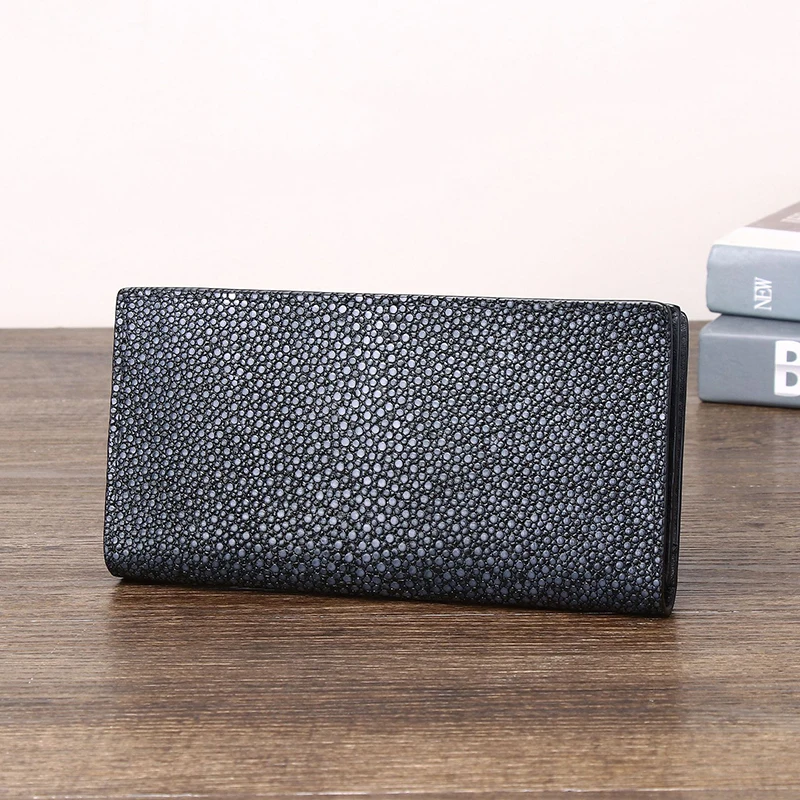 High-quality real cowhide leather bag Men's clutch bag Business Long Wallet Multi Card Position Handbag Mobile Bag black