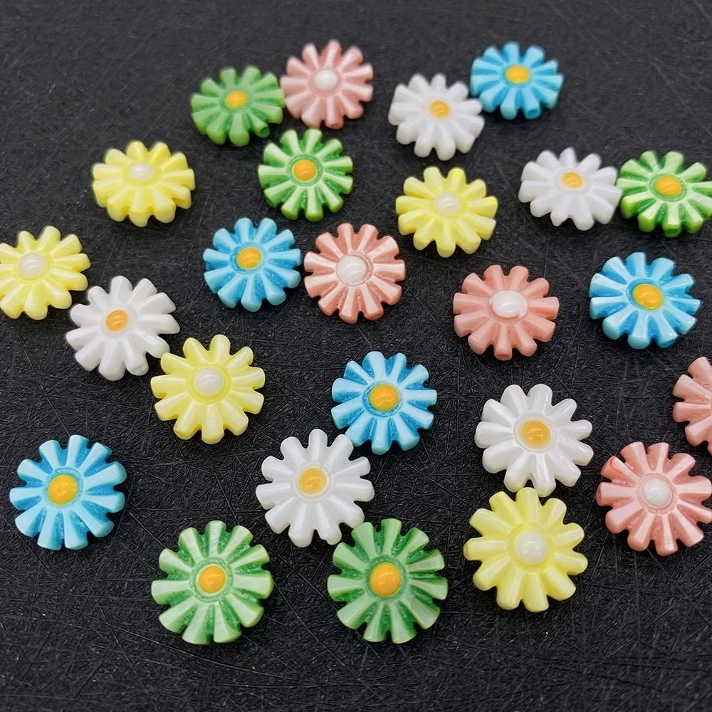 

10/12mm Natural Freshwater Dyeing Shell Small Daisy Flower Shape Straight Holes Loose Bead DIY Necklace Bracelet Accessory 5 Pcs