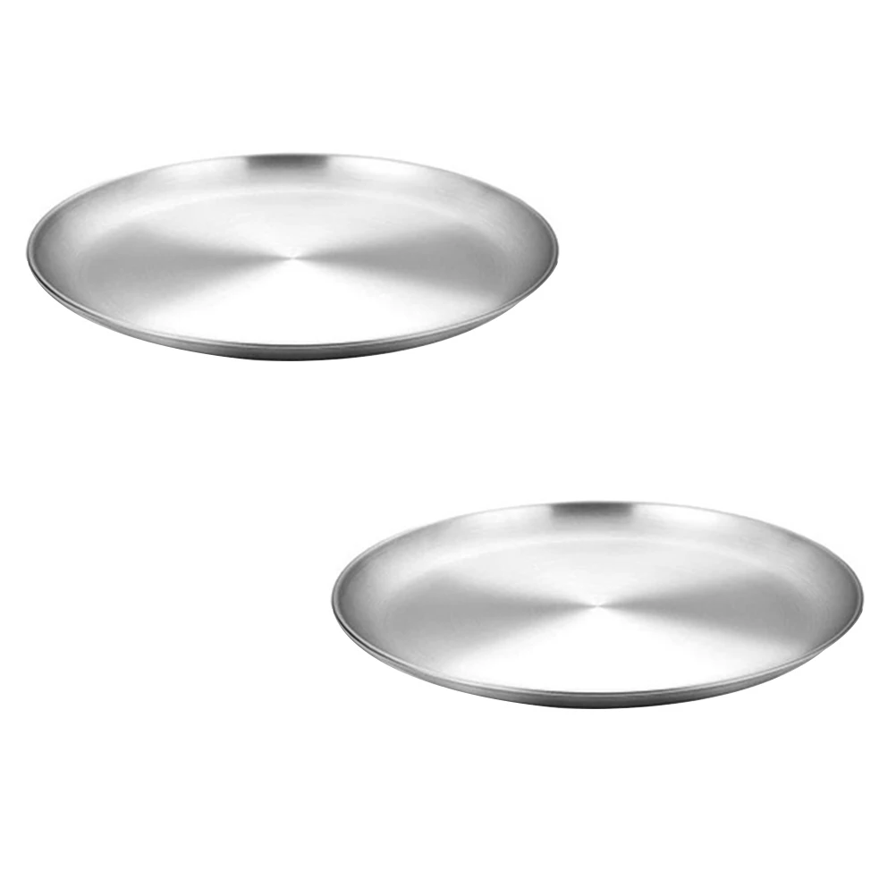 

2 Pcs Steel Food Plate for Steak Salad Fruit Cake Meat Tray Golden Color Easy Clean Kitchen Steak Tray Barware