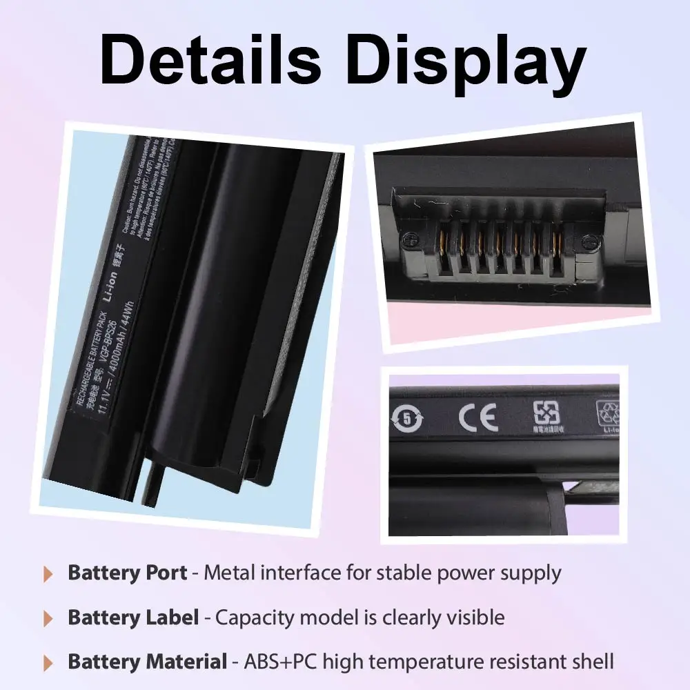 VGP-BPS26 Laptop Battery for Sony Vaio SVE15 SVE1511C5E SVE151E11M SVE151G13M SPCG-61712T PCG-61911W PCG-71611W PCG-71811W