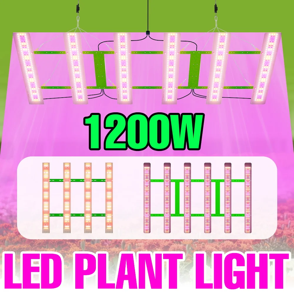 

1200W LED Full Spectrum Grow Lights Quantum Board IR UV Plant Lamp Greenhouse Tent Green Vegetables Flowers Tomato Fill Lighting