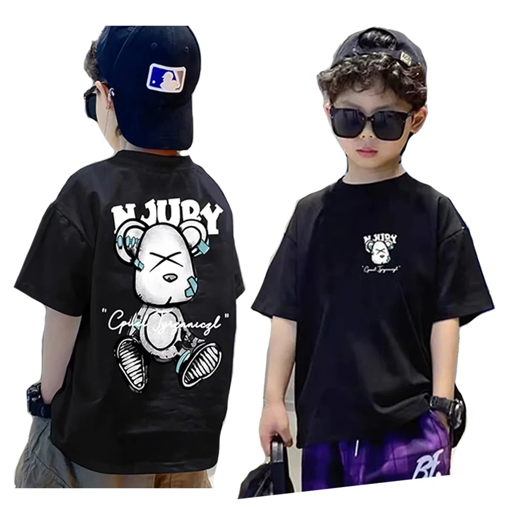 Summer Kids Clothes Streetwear Print Cartoon T Shirt Short Sleeve Tops Tees Boys Girls Clothes 100%Cotton T Shirts Children