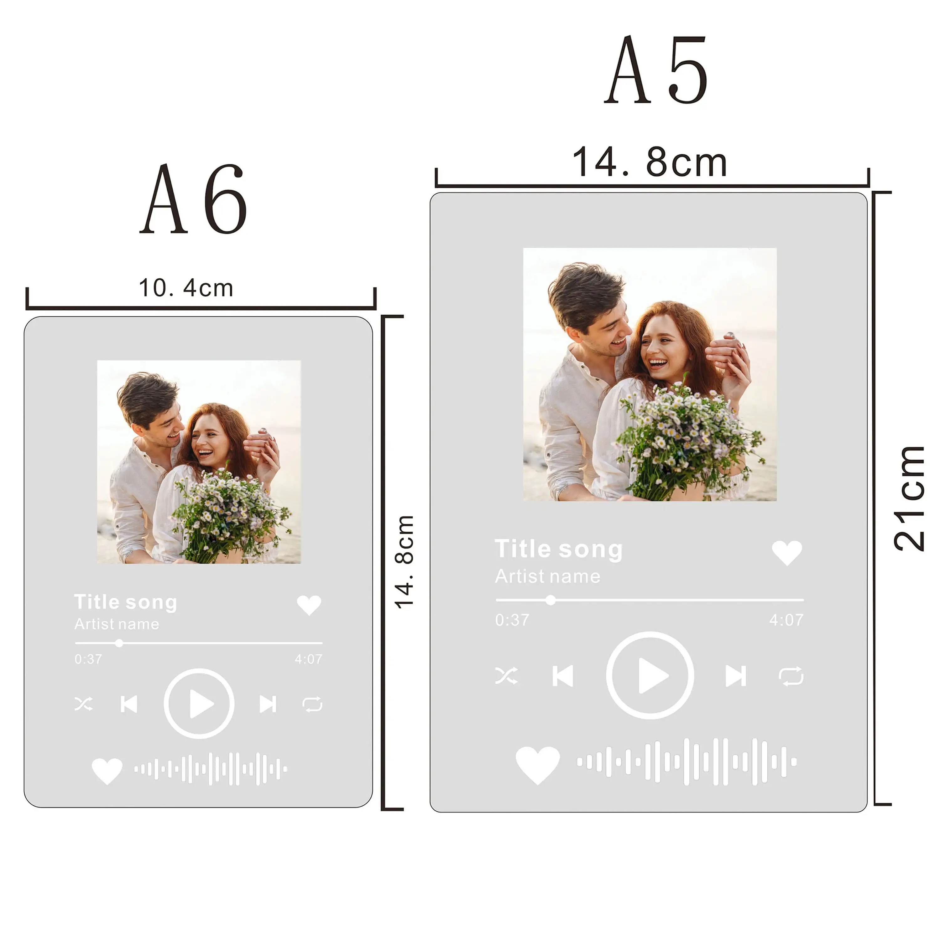 Customized 3D Photo Night Light Music Song Plauqe Acrylic A5 A6 Code Desk Lamp Decor Valentine\'s Day Lover Gift Stepless Dimming