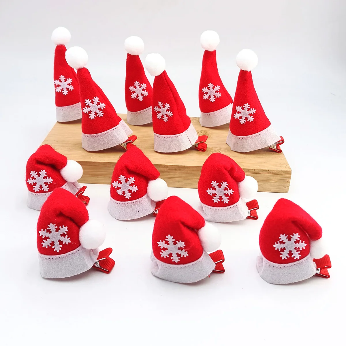 4/12PCS Schneeflocke Weihnachten Weihnachten Hut Haar Clips Santa Kappe Entenschnabel Clips Nette Mini Hut Haarspangen urlaub Haar Zubehör