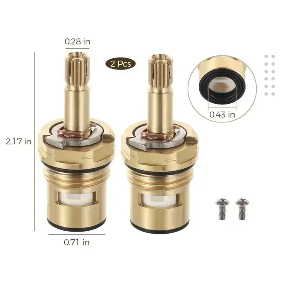 2pcs Brass Valve Core Replacement 994053-0070A For Quick Open Cartridge For Standard Faucets Hot And Cold Water Systems