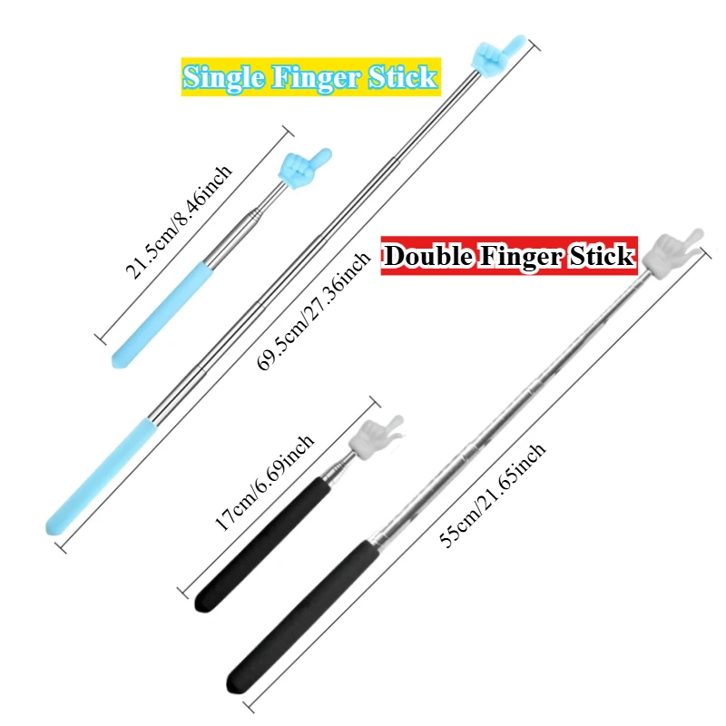 Edelstahl Lehre Zeiger Eltern-kind-Finger Lesen Sticks Teleskop Stange Finger Design Lehrstab Kinder Schule Werkzeug – Detail 1