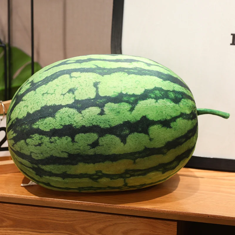 3D Simulated Watermelon Hug Pillow Round Long Watermelon Soft Plush Toys Fruit Sofa Cushion Suitable For Home Kids Gifts view 3