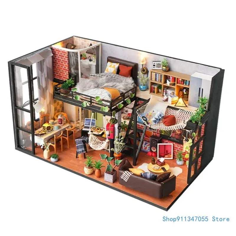 

DIY Miniature Kits Dollhouses with Furniture Led Lights Mini House with Dust Cover Handmade Toy for Girls Gifts Drop shipping