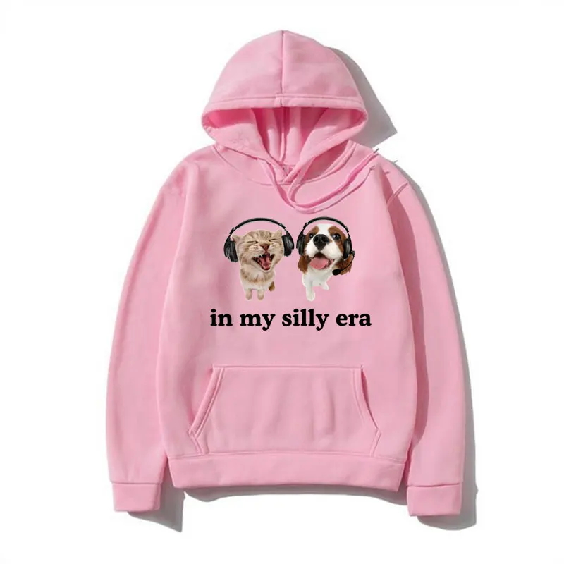 In My Silly Era Funny Meme Graphic Hoodie Men Women Dog Lover Gift Sweatshirts Oversized Streetwear Fall/winter Fleece Hoodies