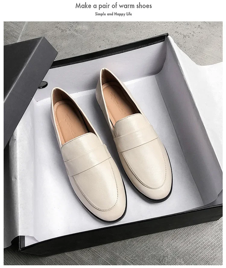 Damen Freizeitschuhe Flache Frühlings- und Herbstschuhe Neue Kleine Lederschuhe Vintage Vielseitige Loafer Britischer Stil Modisch Rutschfest – Detail 12
