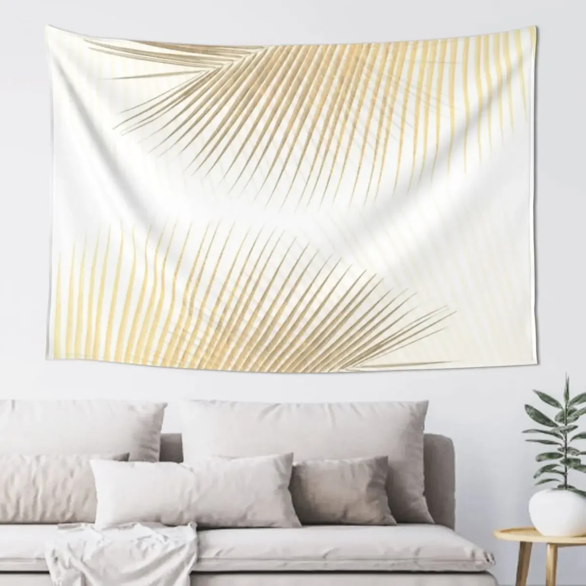 Palm leaf synchronicity - gold Tapestry Home Decor Aesthetic Anime Decor Tapestry