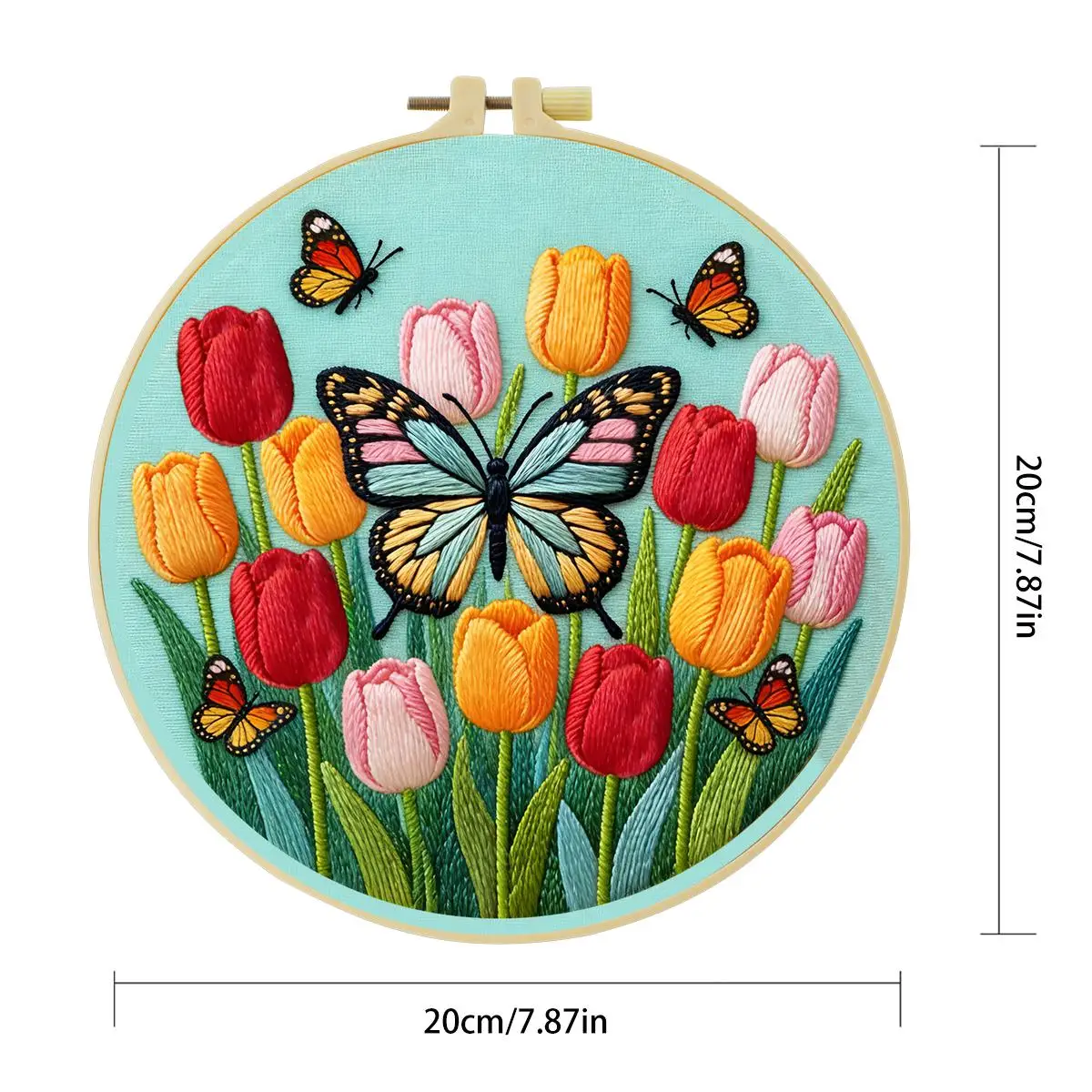 1 Stück 20X20CM/15X15CM 7,87/6,3 Zoll Tulpen-Stickerei-Starter-Kit DIY-Kit DIY-Stickerei-Set für Anfänger – Detail 1