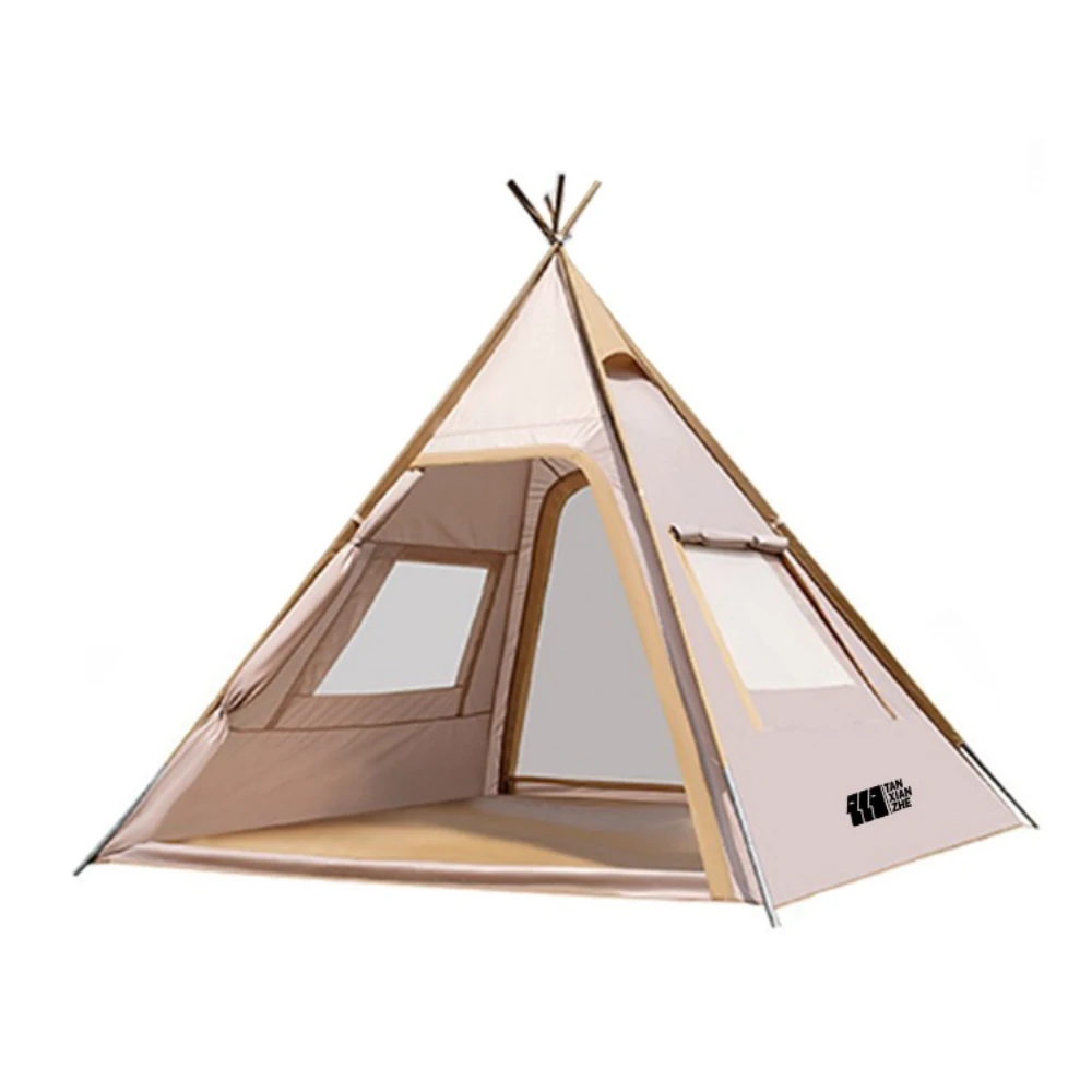 Camping Indian Pyramid Canvas Tipi Tent 3-4 person Family Breathable Adult High Qualite Teepee Tent For Outdoor Glamping Events