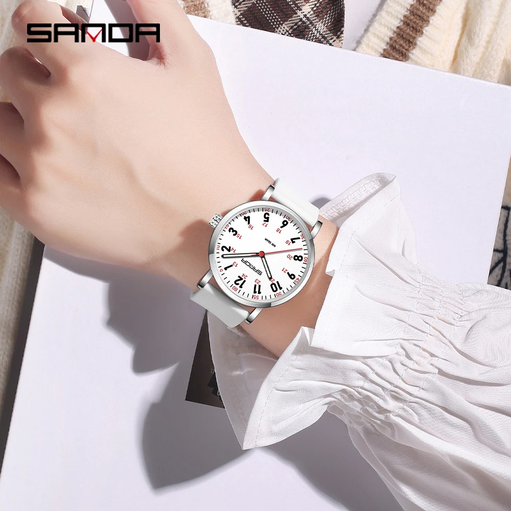 SANDA 여성용 경량 쿼츠 시계 스타일, 심플 캐주얼 2024, 럭셔리 패션, 브랜드 뉴 3267
