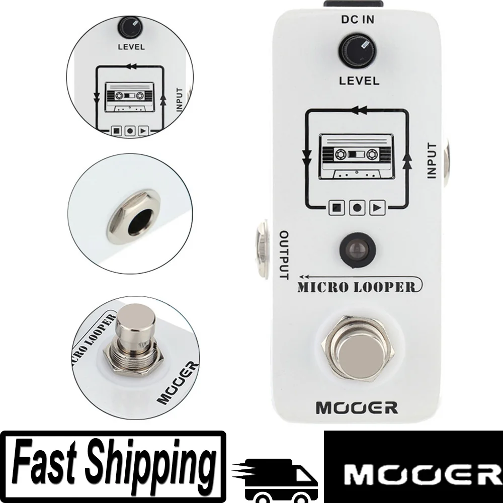 

Mooer Micro looper Mini Loop Recording Effect Pedal Max Recording Time 30 minutes for Electric Guitar True Bypass Guitar Parts