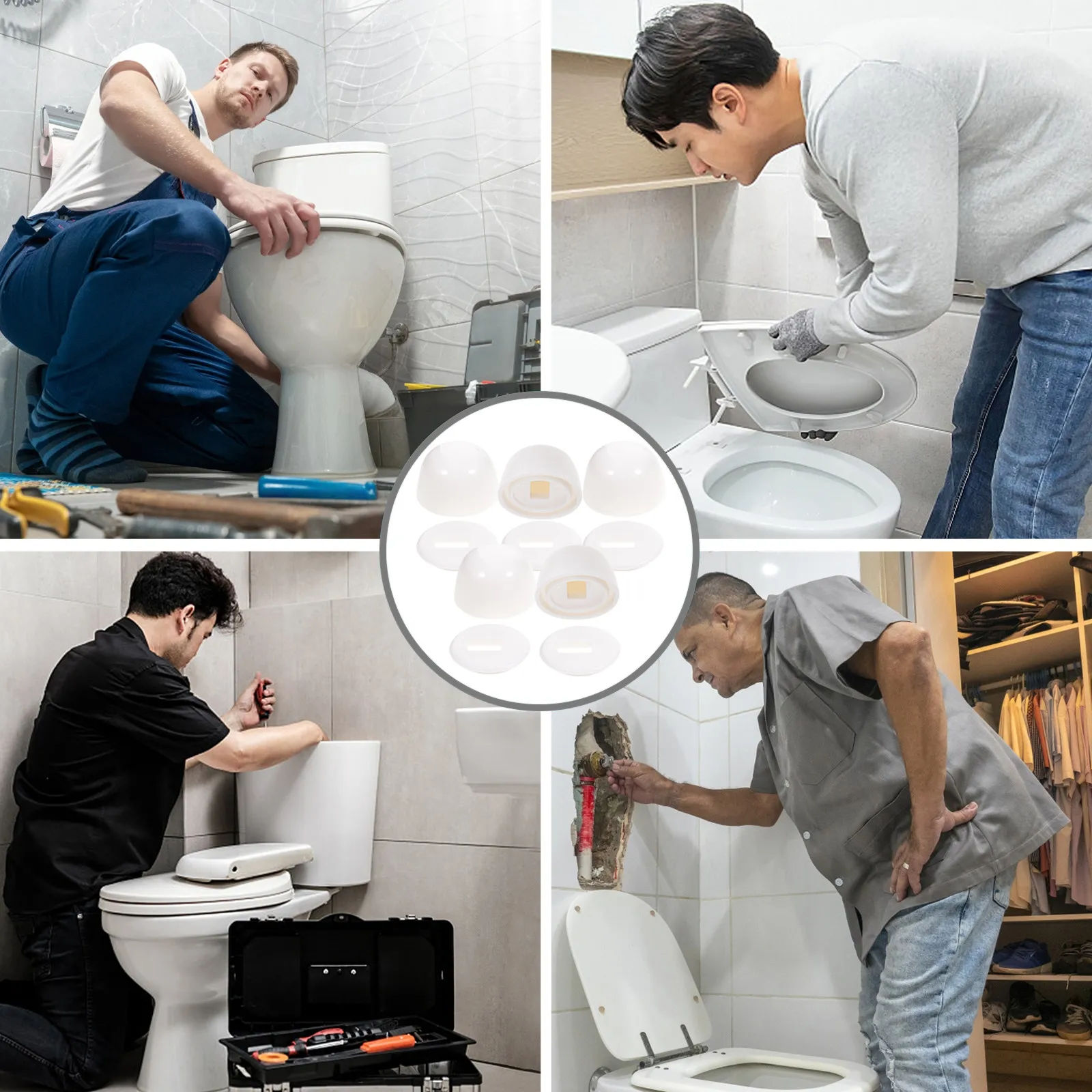 

Push-on Toilet Bowl Bolt Covers Universal Fit for All Standard Toilet Bolts Sturdy Plastic Caps Hide Ugly Screws Enhance Safety