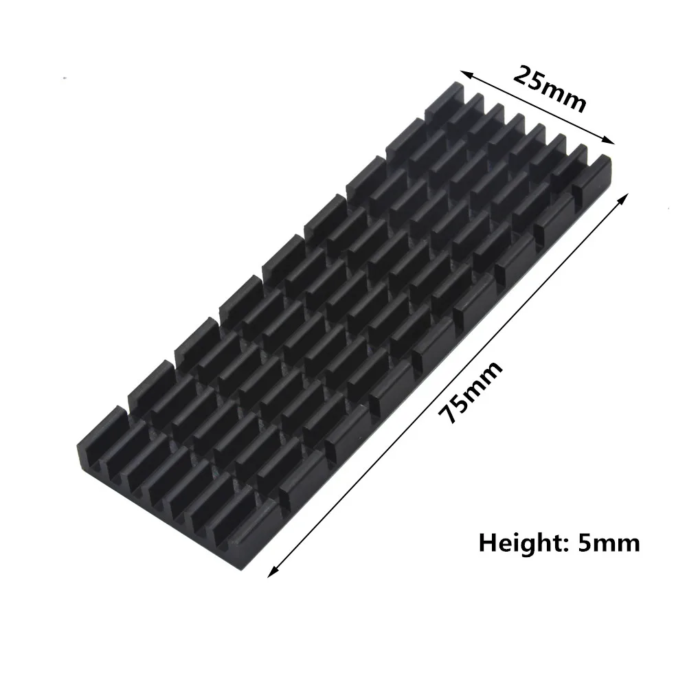 Disipador de calor de aluminio, radiador de refrigeración para Chip IC electrónico RAM LED, disipación de calor con cinta térmica, 75x25x5mm, 10 piezas