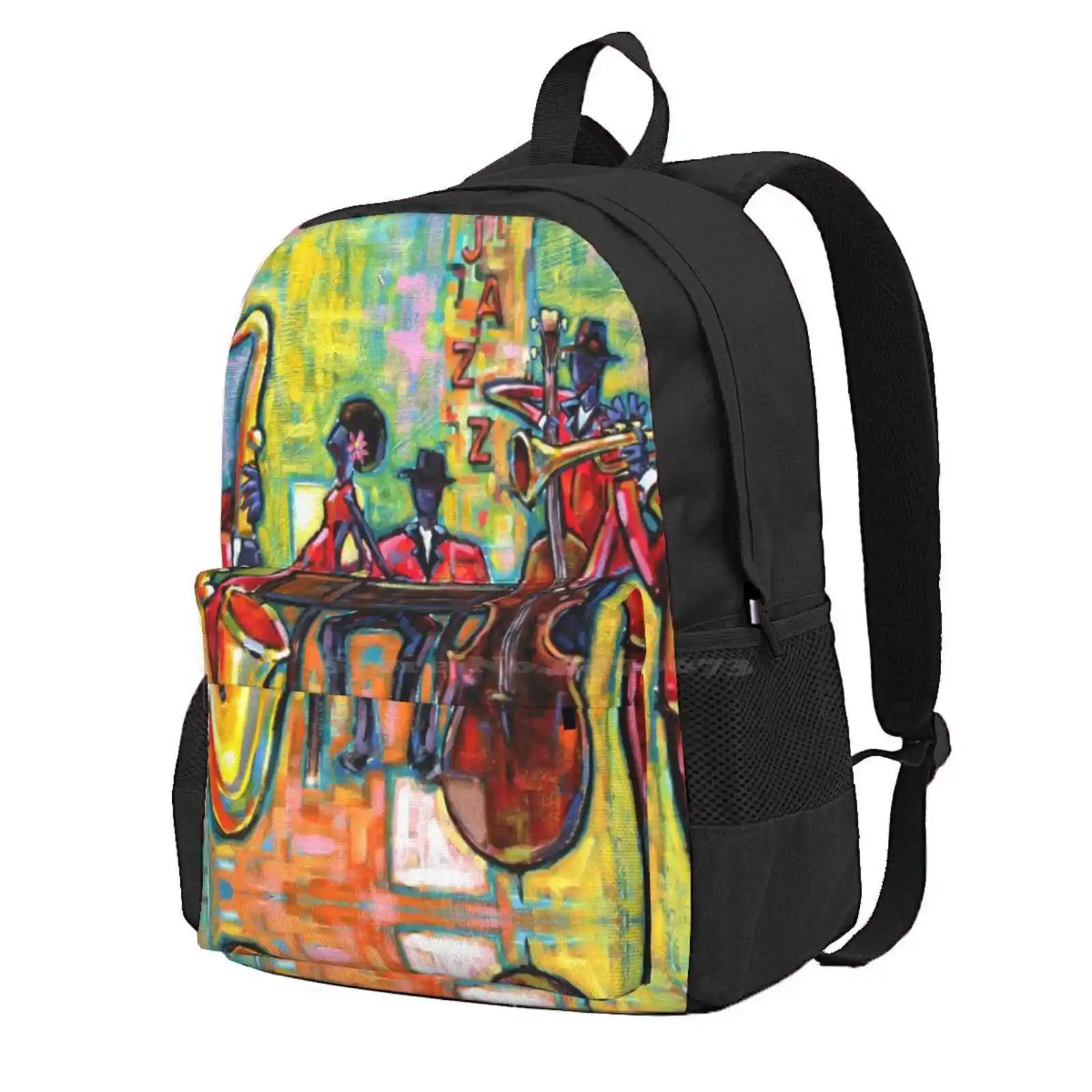 Jazz Band Hot Sale Schoolbag Backpack Fashion Bags Jazz Music Singer New Piano Trumpet Orleans Instruments Saxaphone