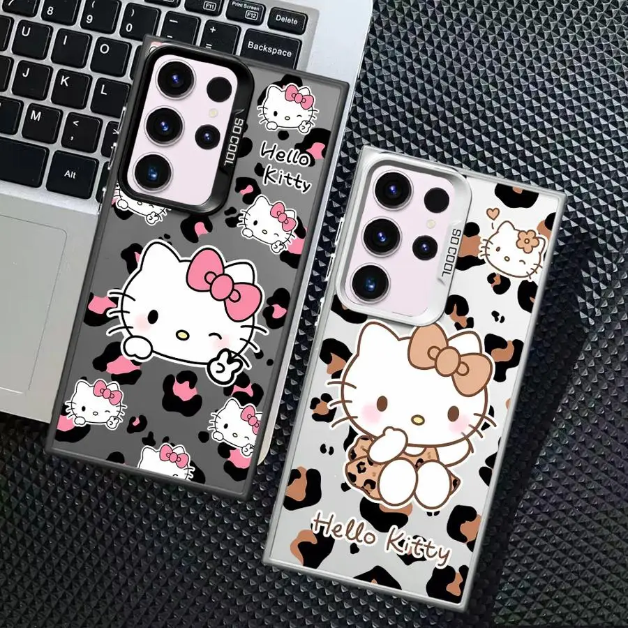 Hello Kitty Leopard Print Pattern Case for Samsung Galaxy S21 S25 S24Ultra S20 FE S23 S22 Ultra Note 20 Ultra S24 FE S25Plus