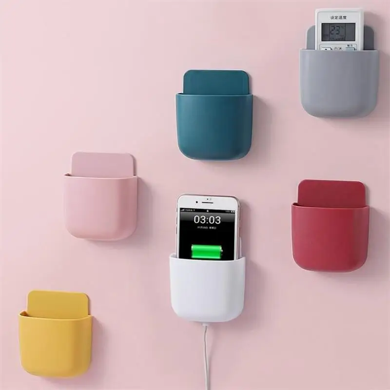 

Wall Mounted Storage Box Mobile Phone Plug Holder Stand Rack Remote Control Storage Organizer Case For Air Conditioner TV