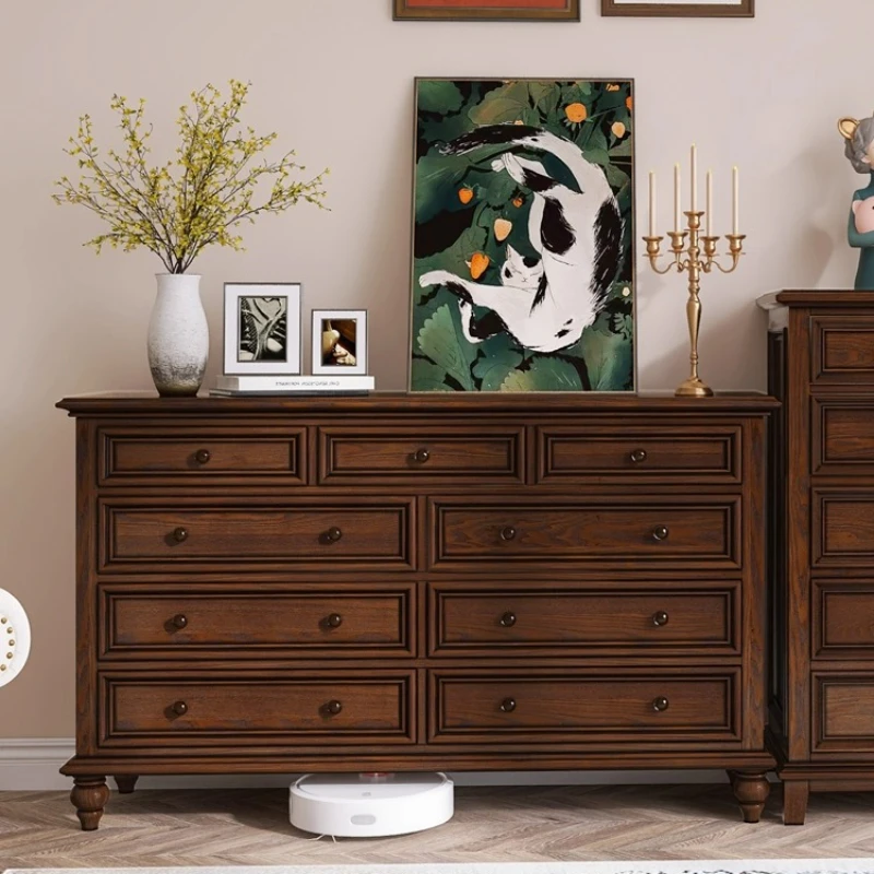 

wood nine-chest cabinet, five, six, seven-chest entrance, bedroom side cabinet, drawer retro combination, storage living room