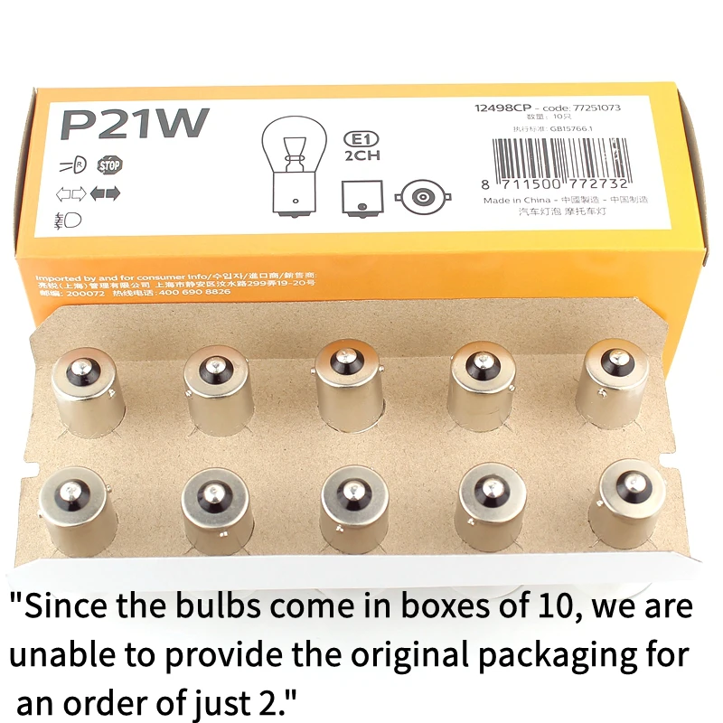Philips 2 Lamps P21W S25 BA15s 1156 Vision Turn Signal Lamps Original Car Fog Bulbs Standard Reverse Light 12498CP view 4