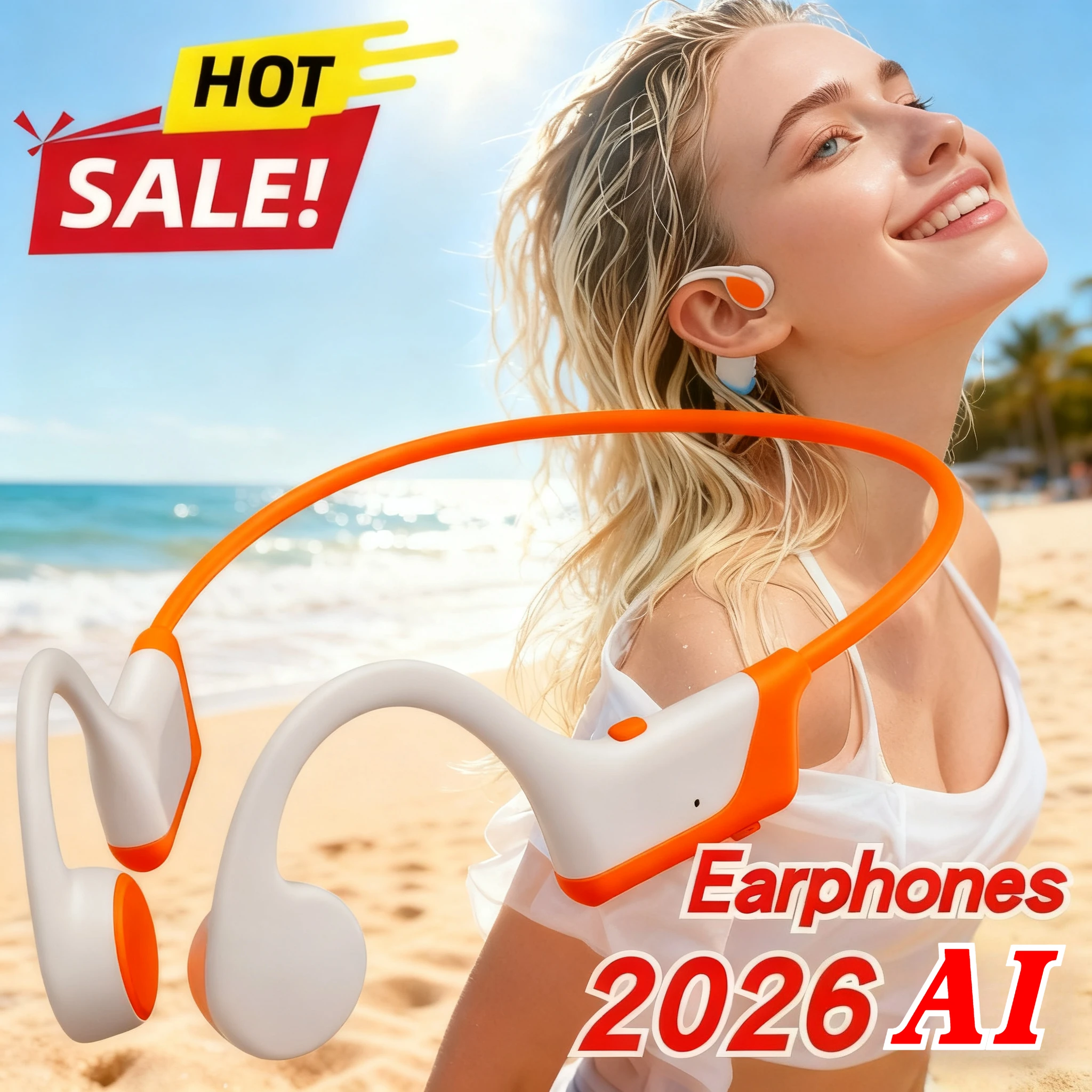 

AI 2026 Style Bone Conduction Headphones Open Ear Wireless Sport Headset with Mic 20Hrs Playtime Sweatproof for Running Cycling