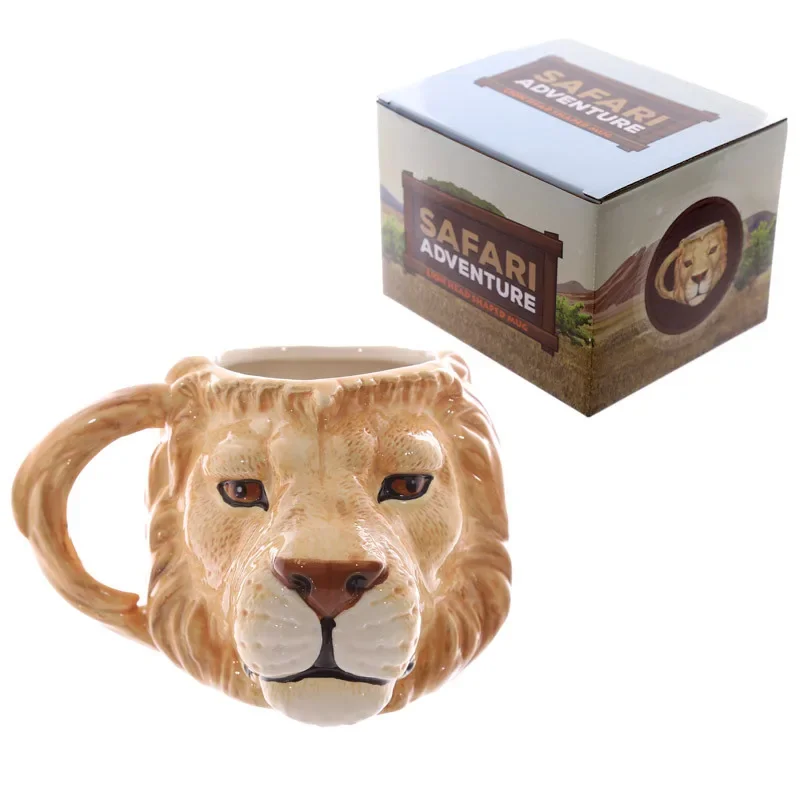 Creativo animale cane leone leopardo tigre testa tazza di ceramica tazza di ceramica dipinta di spedizione stereo testa di cane tazza di decorazione