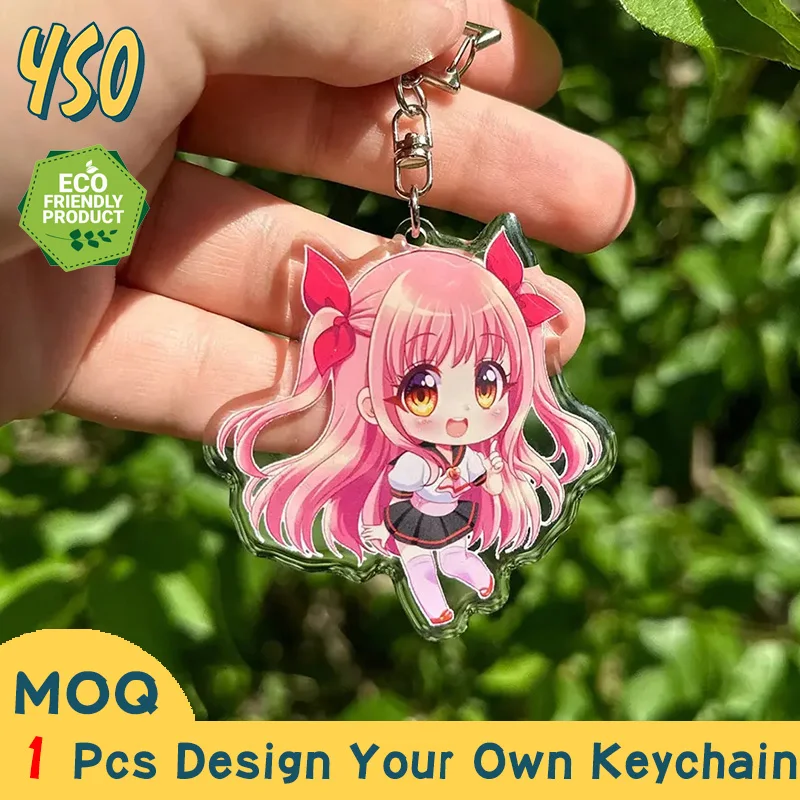 YSO CNC Diamond Cut Cute Keychain Safety Luxury Pvc 3D Cartoon Car Logo Anime Keychains Personalized Wristlet Clear Charms