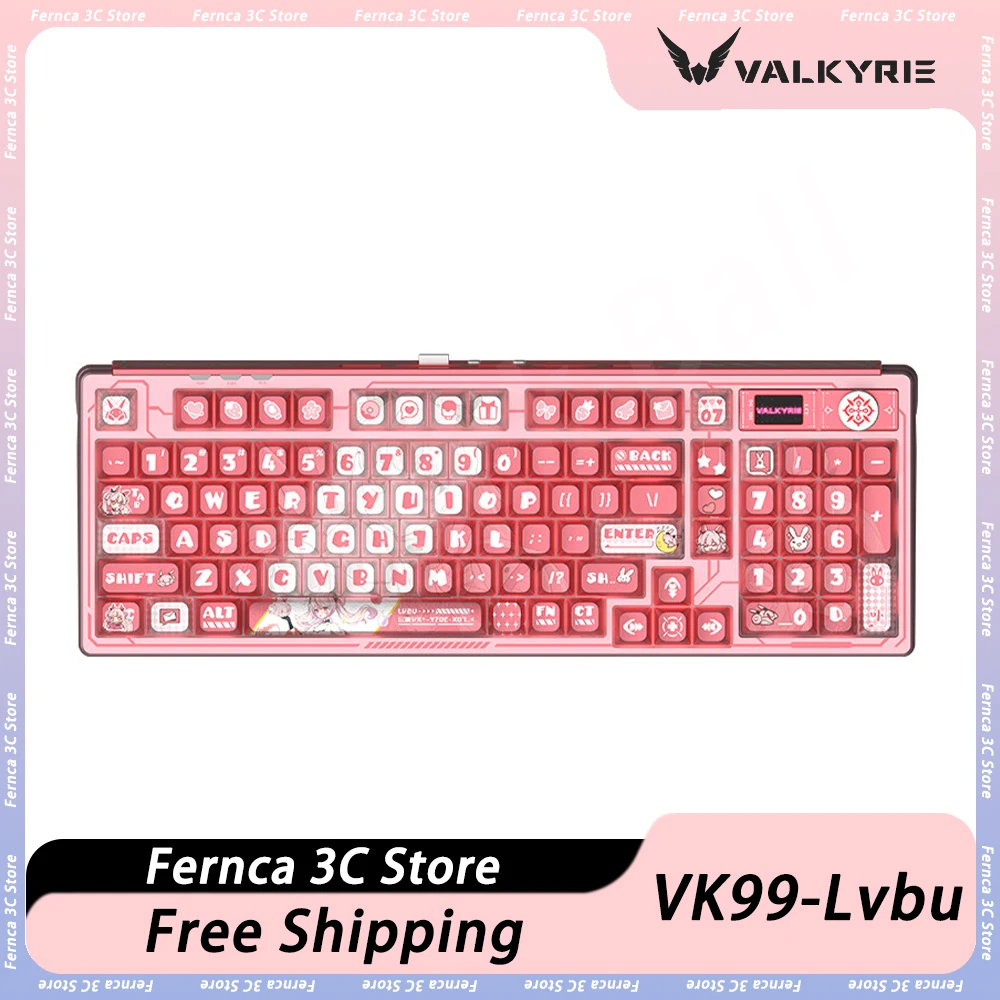 

VALKYRIE VK99-Lvbu Mechanical Keyboard Three Mode RGB Wireless TFT Screen Multifunctional Knob Gaming Keyboard Hot Swap Pc Gamer